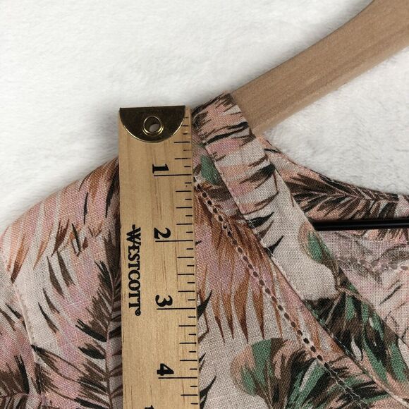 J.‎ JILL Love Linen Top Women's Sz M Tropical Tunic Pullover V-Neck 3/4 Flutter - Picture 6 of 11